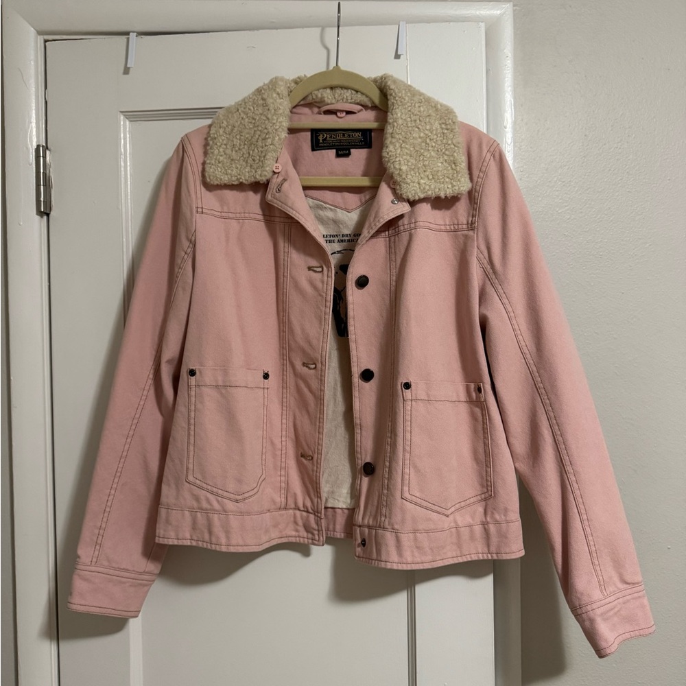 Pendleton Pink Denim Jacket with Fur Collar